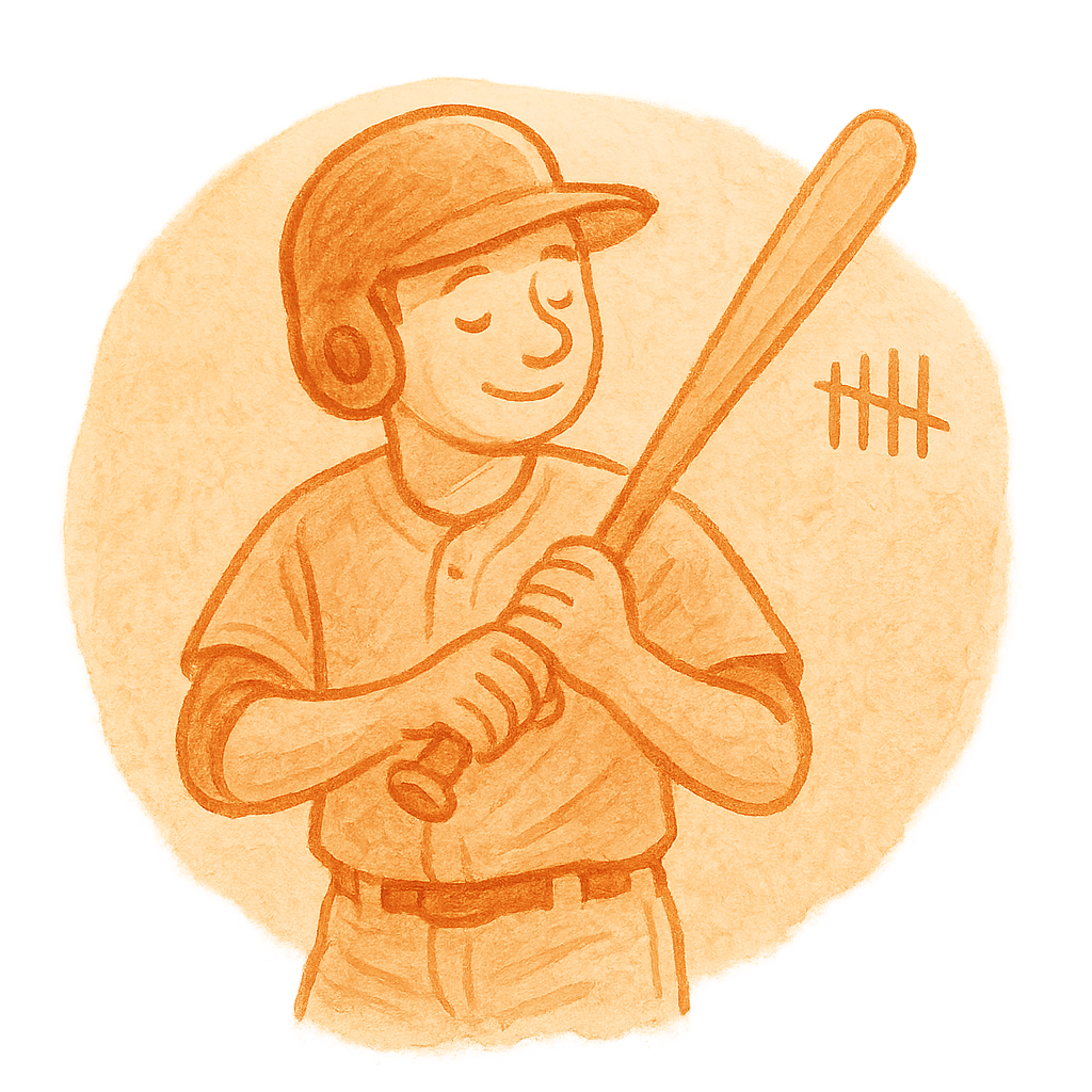 Watercolor of a batter taking a slow practice cut