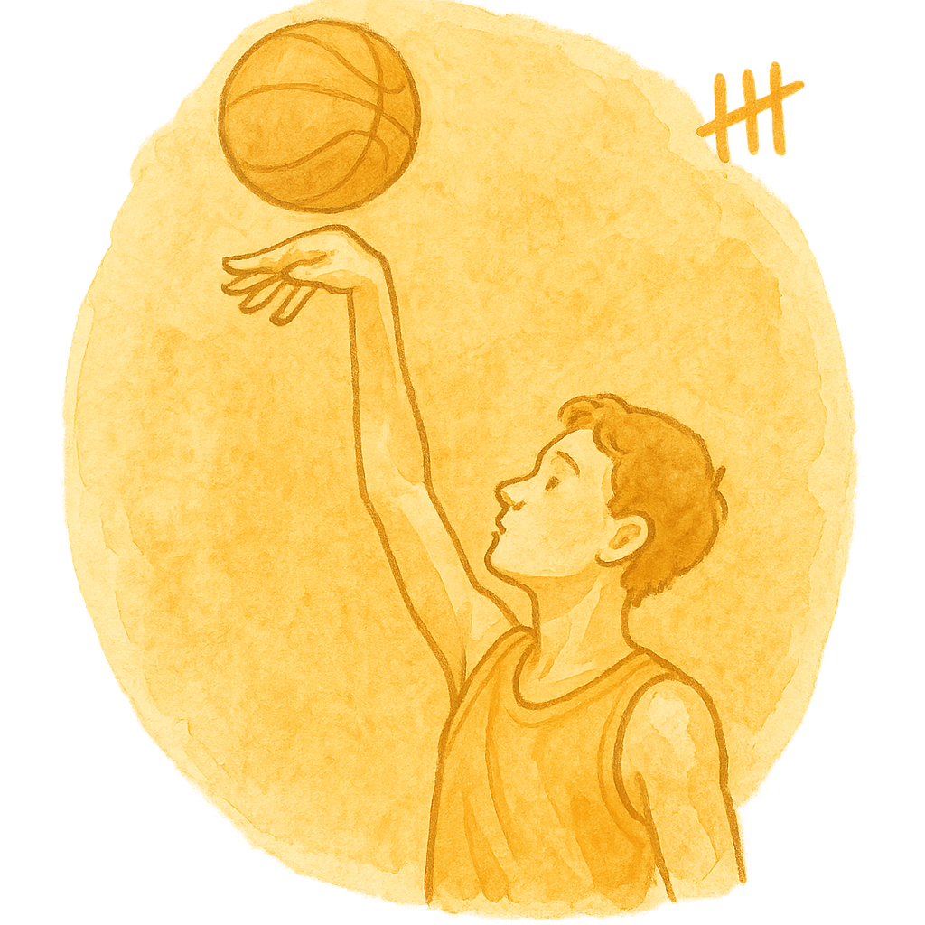 Watercolor of an extended shooting arm with elbow angle
