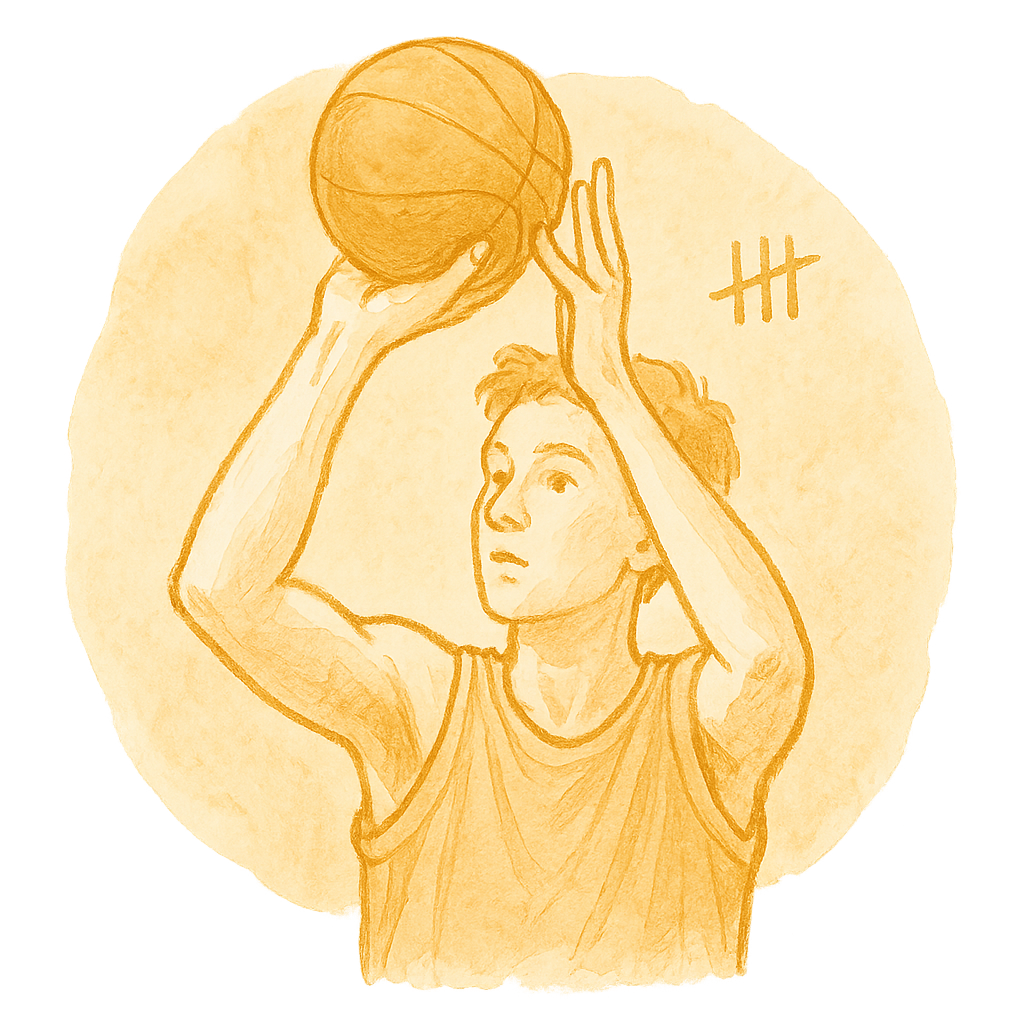 Watercolor showing release point over the head