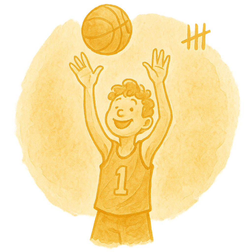 Watercolor of a shooter releasing a free throw